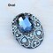 Oval Gunmetal Gothic Crystal Brooch with AB Rhinestones for Vintage Costume Jewelry